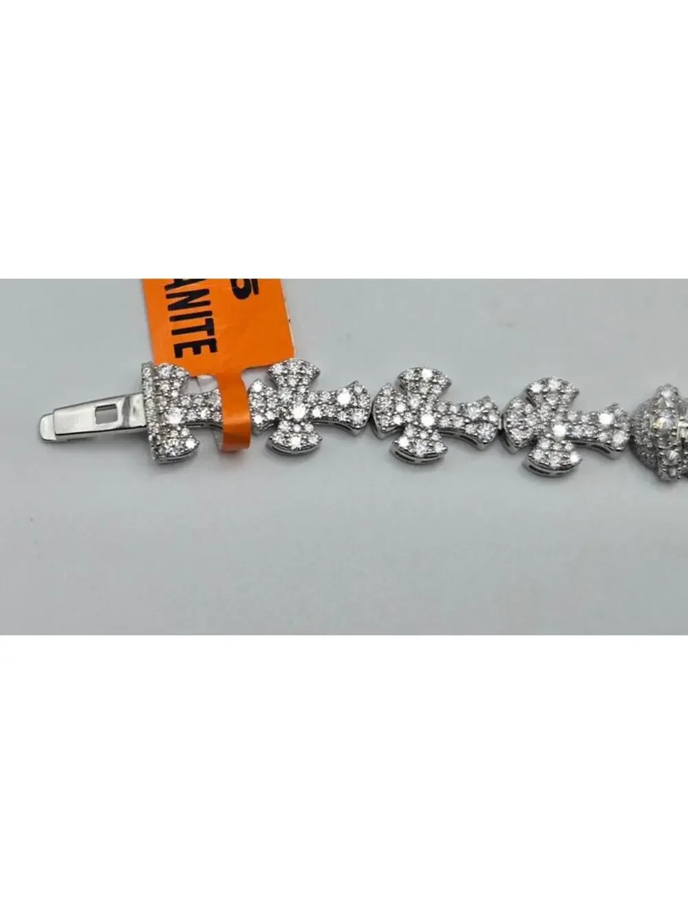 Real MOISSANITE Jesus Face & Cross Bracelet, 925 Sterling Silver, 9in Icey